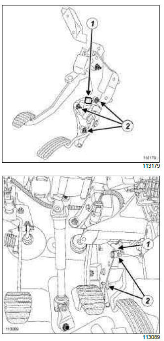Renault Clio. Accelerator pedal: Removal - Refitting