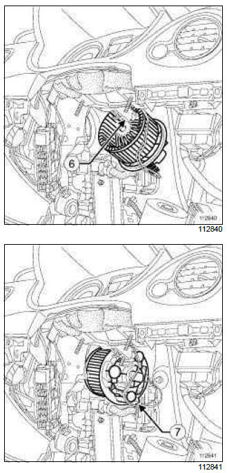Renault Clio. Fan assembly: Removal - Refitting