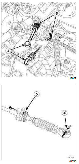 Renault Clio. Gear control unit: Removal - Refitting