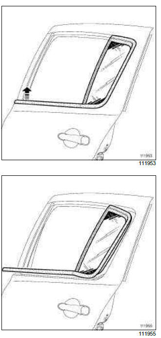 Renault Clio. Rear side door fixed window: Removal - Refitting