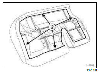 Renault Clio. 1/3 and 2/3 rear bench seat base trim: Removal - Refitting