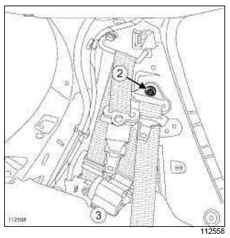 Renault Clio. Rear side seat belt: Removal - Refitting