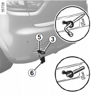 Renault Clio. Access to towing points