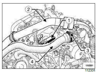 Renault Clio. High pressure pipe between rail and injector: Removal - Refitting