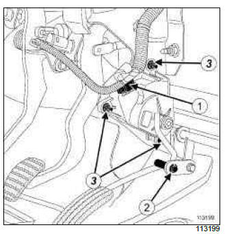 Renault Clio. Accelerator pedal: Removal - Refitting