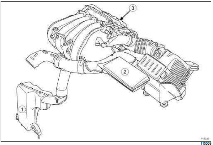 Renault Clio. Air resonator: Removal - Refitting