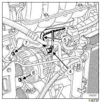 Renault Clio. Alternator: Removal - Refitting