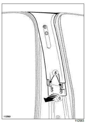 Renault Clio. B-pillar trim: Removal - Refitting