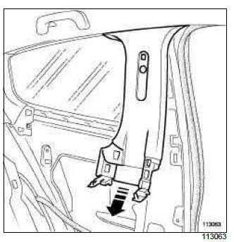 Renault Clio. B-pillar upper trim: Removal - Refitting