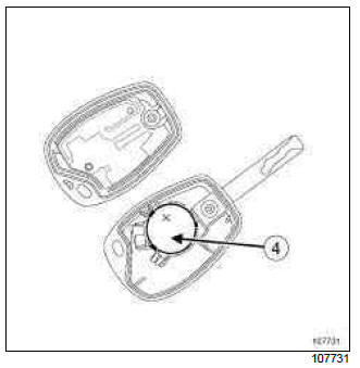 Renault Clio. Battery for remote door locking control: Removal - Refitting