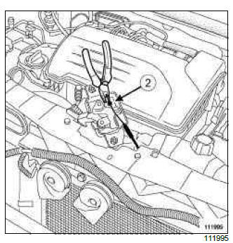 Renault Clio. Bonnet lock: Removal - Refitting