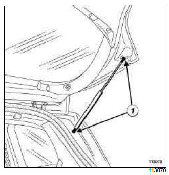 Renault Clio. Tailgate strut: Removal - Refitting