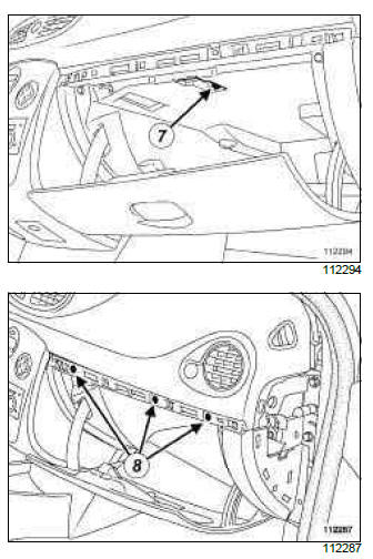 Renault Clio. Glovebox: Removal - Refitting