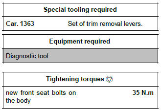 Renault Clio. Complete front seat: Removal - Refitting