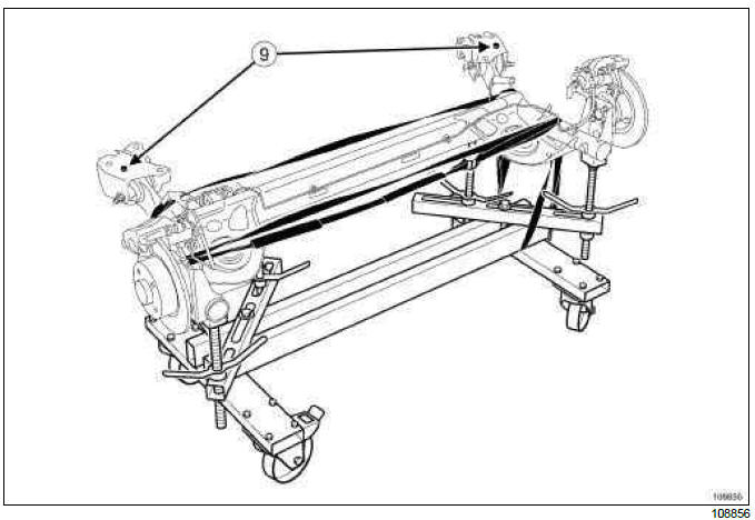 Renault Clio. Complete rear axle system: Removal - Refitting