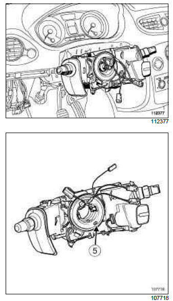 Renault Clio. Steering column switch assembly: Removal - Refitting