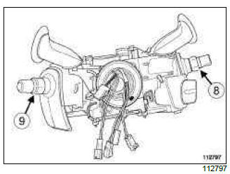 Renault Clio. Gear selector on the steering wheel: Removal - Refitting