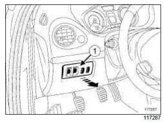 Renault Clio. Remote headlight beam adjustment control: Removal - Refitting