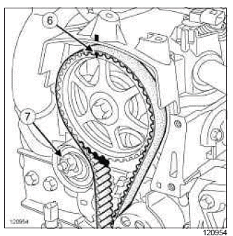 Renault Clio. Timing belt: Removal - Refitting