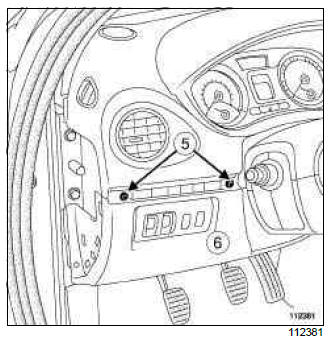 Renault Clio. Dashboard cover gaiter: Removal - Refitting