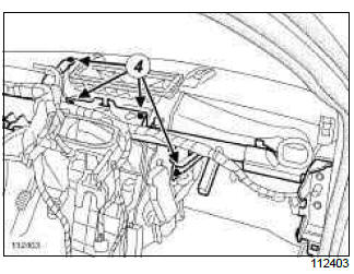 Renault Clio. Dashboard cross member: Removal - Refitting