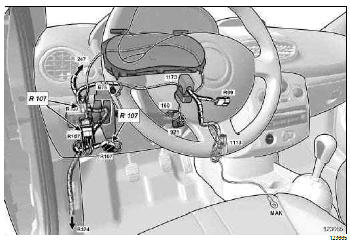 Renault Clio. Dashboard wiring