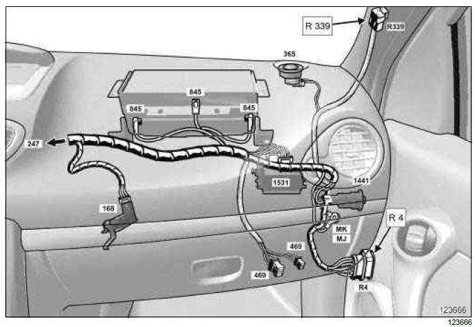 Renault Clio. Dashboard wiring