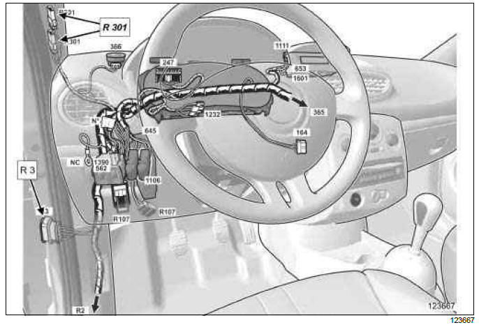 Renault Clio. Dashboard wiring