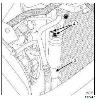 Renault Clio. Dehydrator reservoir: Removal - Refitting