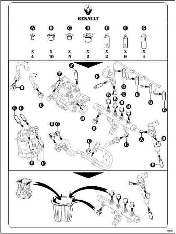 Renault Clio. Diesel injection: Precautions for the repair