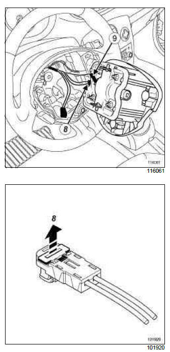 Renault Clio. Driver's frontal airbag: Removal - Refitting