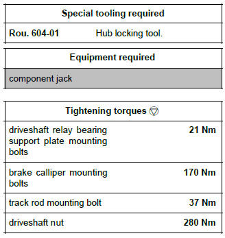 Renault Clio. Front right-hand driveshaft: Removal - Refitting