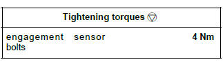 Renault Clio. Engagement sensor: Removal - Refitting