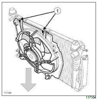 Renault Clio. Engine cooling fan assembly: Removal - Refitting