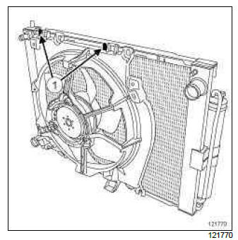 Renault Clio. Engine cooling fan assembly: Removal - Refitting