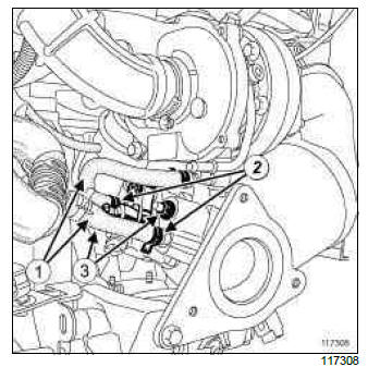 Renault Clio. Exhaust fuel injector cooler: Removal - Refitting