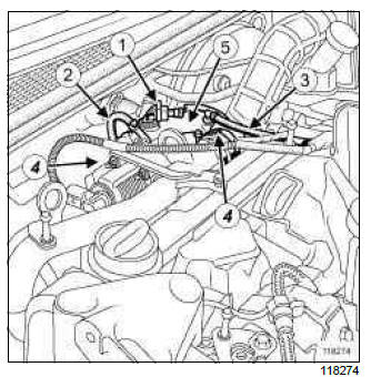 Renault Clio. Exhaust gas recirculation rigid pipe: Removal - Refitting