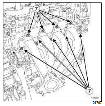 Renault Clio. Exhaust manifold: Removal - Refitting