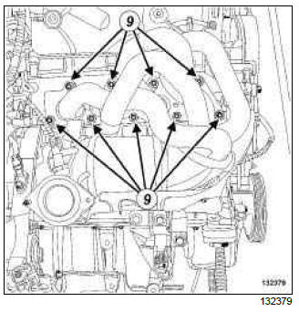 Renault Clio. Exhaust manifold: Removal - Refitting