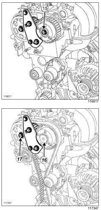 Renault Clio. Timing belt: Removal - Refitting