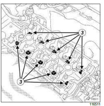 Renault Clio. Cylinder head: Removal - Refitting
