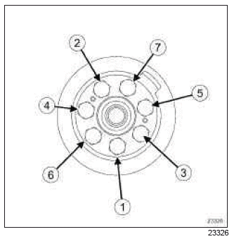 Renault Clio. Flywheel: Removal - Refitting