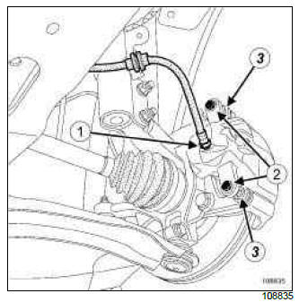 Renault Clio. Front brake calliper: Removal - Refitting
