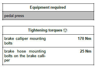 Renault Clio. Front brake calliper: Removal - Refitting