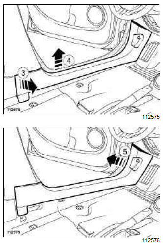 Renault Clio. Front door sill lining: Removal - Refitting