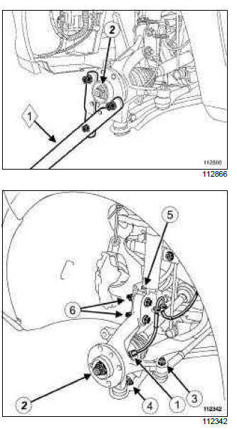 Renault Clio. Front driveshaft hub carrier: Removal - Refitting