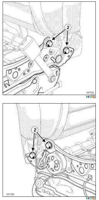 Renault Clio. Front seat base frame: Removal - Refitting