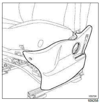 Renault Clio. Front seat base trim: Removal - Refitting