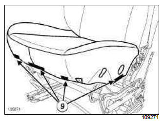 Renault Clio. Front seat base trim: Removal - Refitting