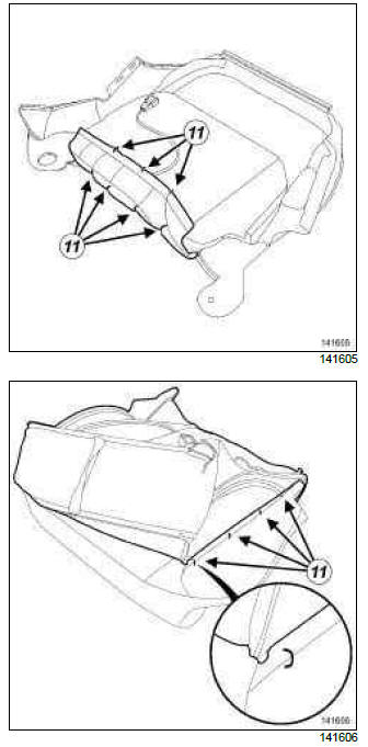 Renault Clio. Front seat base trim: Removal - Refitting